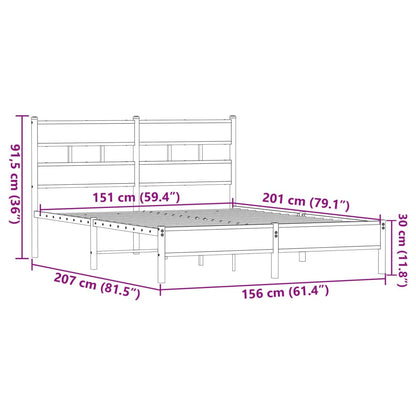 King Size Bed Frame 150x200 cm Brown Oak - Engineered Wood