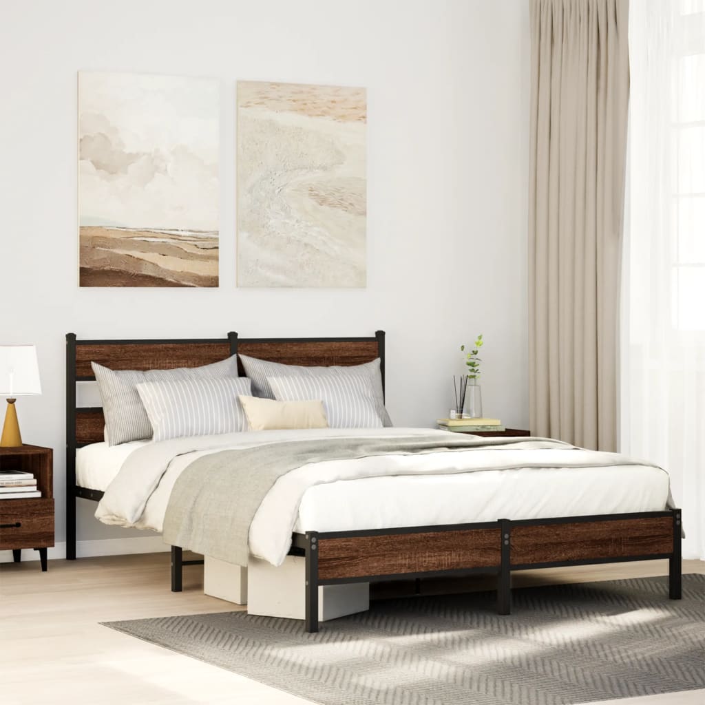 King Size Bed Frame 150x200 cm Brown Oak - Engineered Wood
