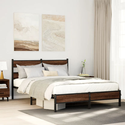 King Size Bed Frame 150x200 cm Brown Oak - Engineered Wood