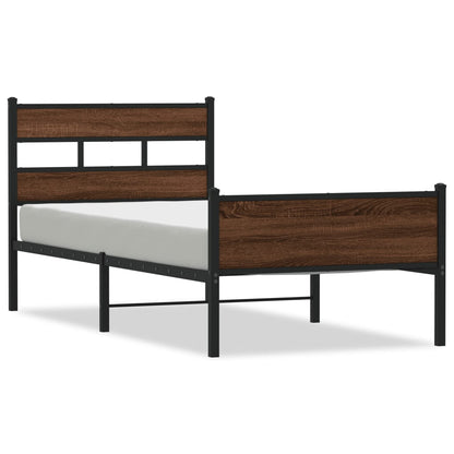 Brown Oak Engineered Wood Bed Frame 80x200 cm (No Mattress)