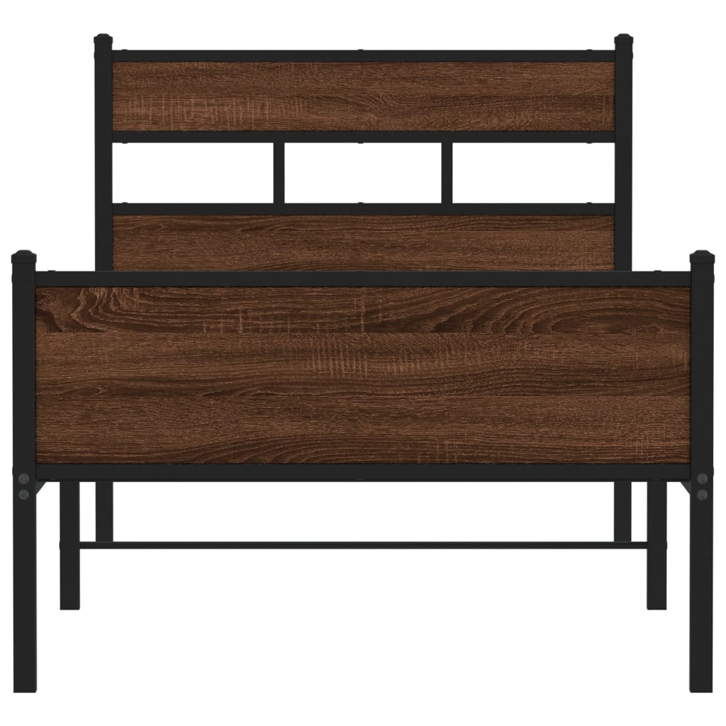 Bed Frame without Mattress Brown Oak 90x200 cm Engineered Wood