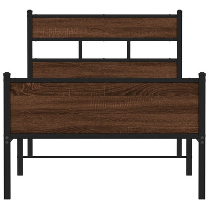 Bed Frame without Mattress Brown Oak 90x200 cm Engineered Wood