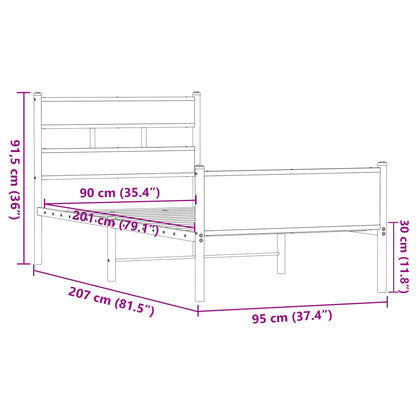 Bed Frame without Mattress Brown Oak 90x200 cm Engineered Wood