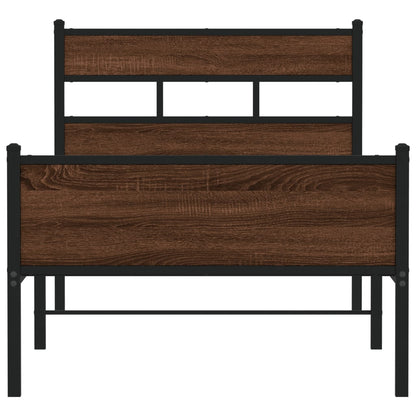Brown Oak Bed Frame 100x190 cm - Engineered Wood Quality