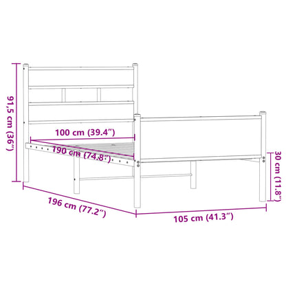 Brown Oak Bed Frame 100x190 cm - Engineered Wood Quality