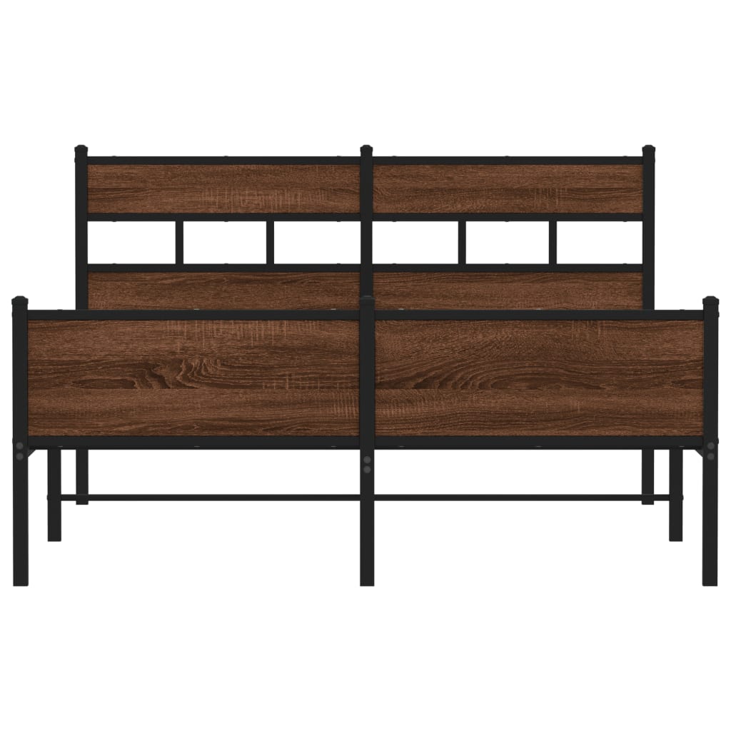 Brown Oak Bed Frame 137x190 cm, Engineered Wood (No Mattress)