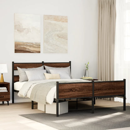 King Size Brown Oak Bed Frame 150x200 cm - Engineered Wood
