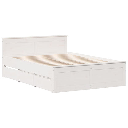 Bed Frame without Mattress with Headboard White 150x200 cm King Size Solid Wood Pine