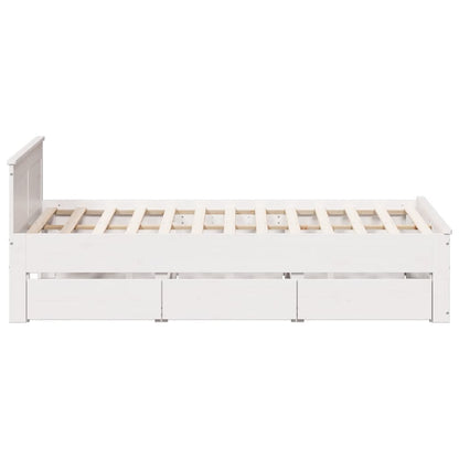 Bed Frame without Mattress with Headboard White 150x200 cm King Size Solid Wood Pine