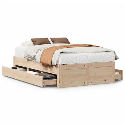 Bed Frame without Mattress with Drawers 120x200 cm Solid Wood Pine