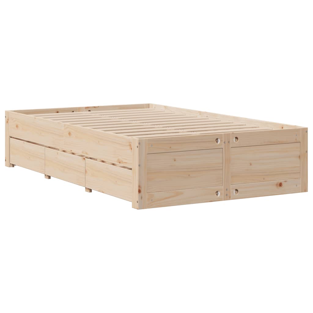 Bed Frame without Mattress with Drawers 120x200 cm Solid Wood Pine