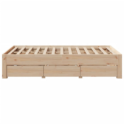 Bed Frame without Mattress with Drawers 120x200 cm Solid Wood Pine