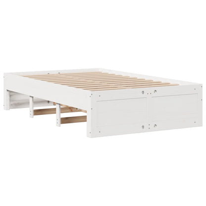 Bed Frame without Mattress with Drawers White 135x190 cm Double Solid Wood Pine