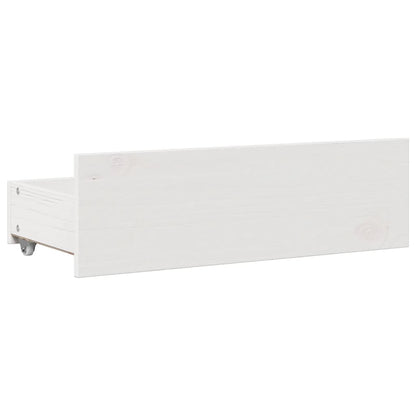 Bed Frame without Mattress with Drawers White 135x190 cm Double Solid Wood Pine
