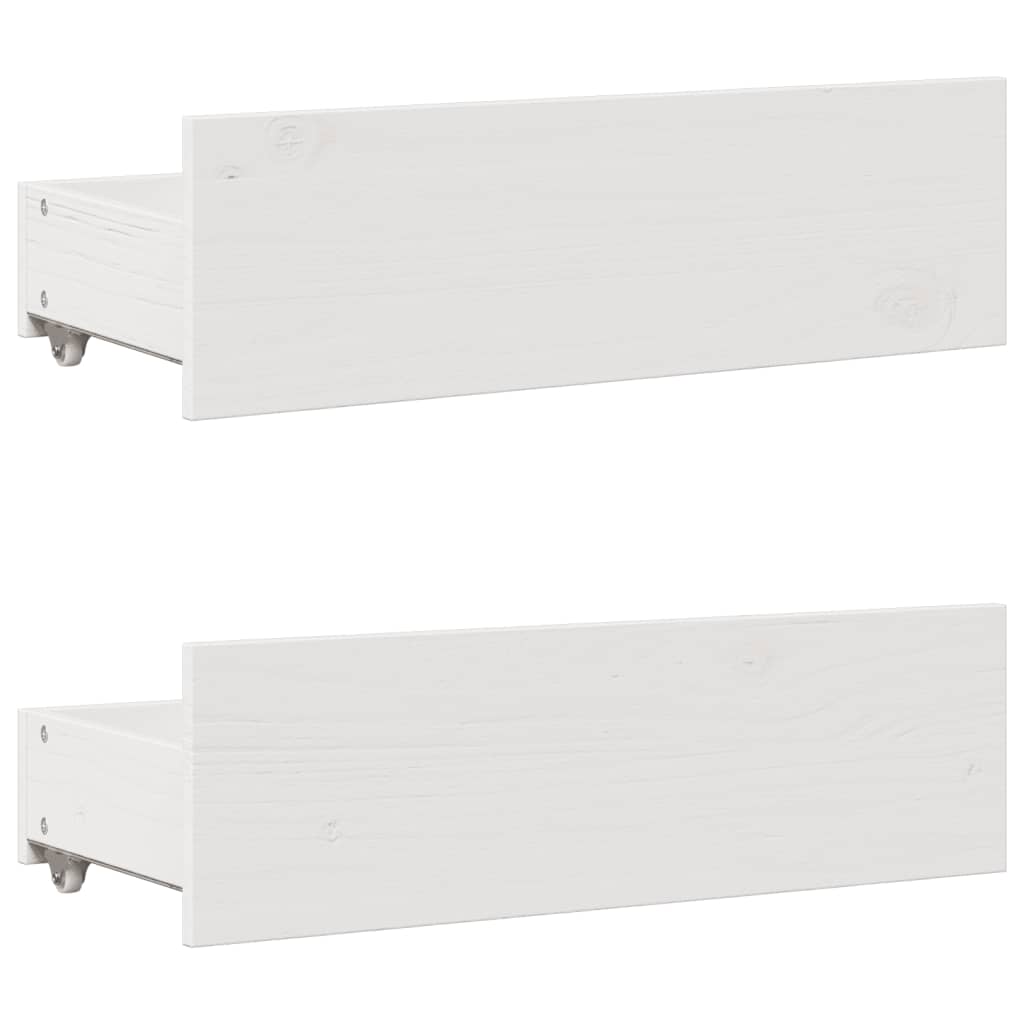 Bed Frame without Mattress with Drawers White 135x190 cm Double Solid Wood Pine