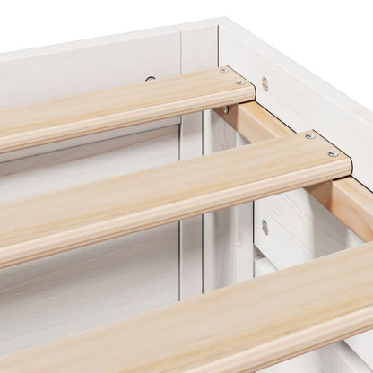Bed Frame without Mattress with Drawers White 135x190 cm Double Solid Wood Pine