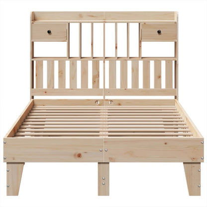 Natural Pine Solid Wood Bed Frame 135x190 cm - Mattress Not Included