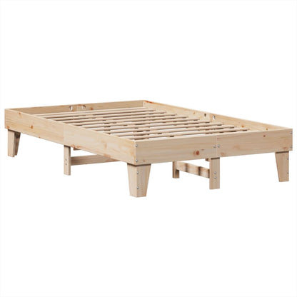 Natural Pine Solid Wood Bed Frame 135x190 cm - Mattress Not Included