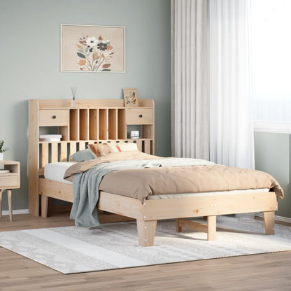 Natural Pine Solid Wood Bed Frame 135x190 cm - Mattress Not Included