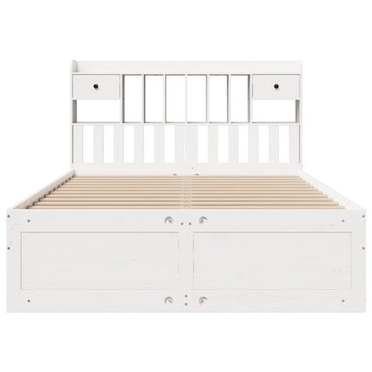 Bookcase Bed without Mattress White 140x190 cm Solid Wood Pine
