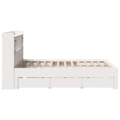 Bookcase Bed without Mattress White 140x190 cm Solid Wood Pine