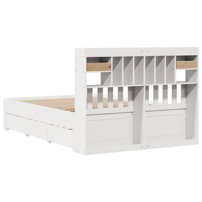 Bookcase Bed without Mattress White 140x190 cm Solid Wood Pine