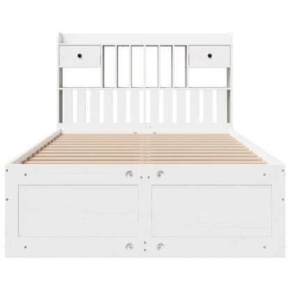 Bookcase Bed without Mattress White 135x190 cm Double Solid Wood Pine