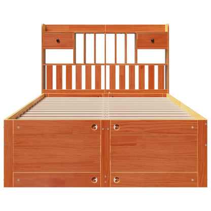 Bookcase Bed without Mattress Wax Brown 135x190 cm Double Solid Wood Pine
