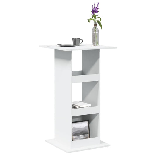 White Engineered Wood Bar Table with Storage 60x60x102 cm