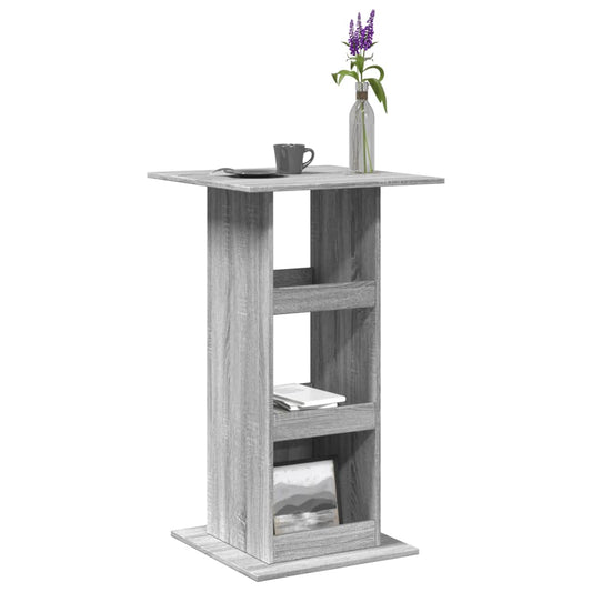 Grey Sonoma Engineered Wood Bar Table with Storage, 60x60x102 cm