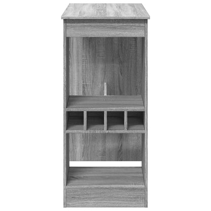 Grey Sonoma Engineered Wood Bar Table with Racks 90x47.5x103.5 cm