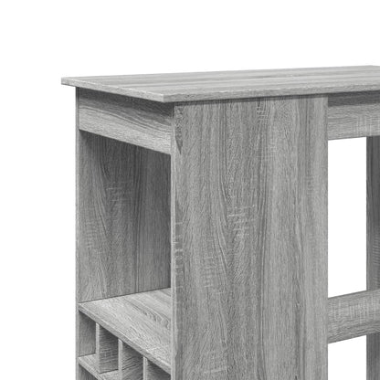 Grey Sonoma Engineered Wood Bar Table with Racks 90x47.5x103.5 cm