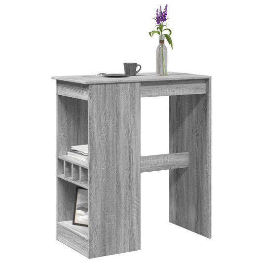 Grey Sonoma Engineered Wood Bar Table with Racks 90x47.5x103.5 cm