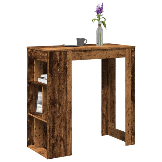 Rustic Engineered Wood Bar Table with Racks - 102x50x103.5 cm