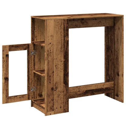 Rustic Bar Table with Racks - Old Wood Finish, 101x40x103.5 cm