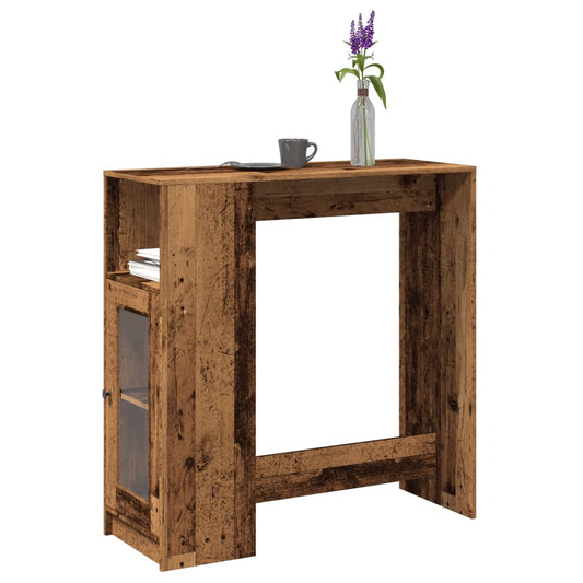 Rustic Bar Table with Racks - Old Wood Finish, 101x40x103.5 cm