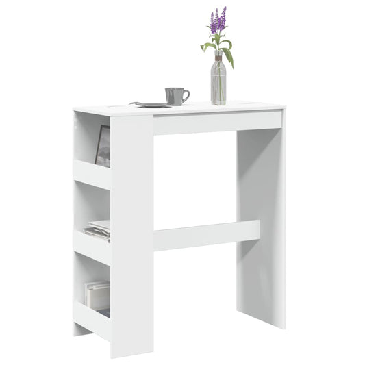 White Engineered Wood Bar Table with Racks, 90x40x103.5 cm