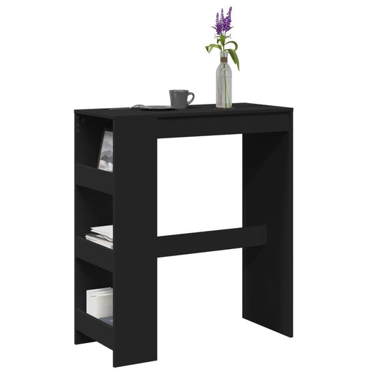 Black Bar Table with Racks, 90x40x103.5 cm, Engineered Wood