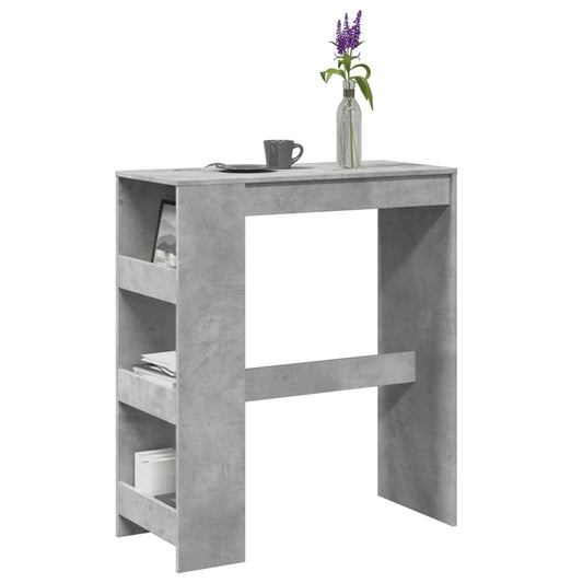 Concrete Grey Bar Table with Racks, 90x40x103.5 cm – Engineered Wood