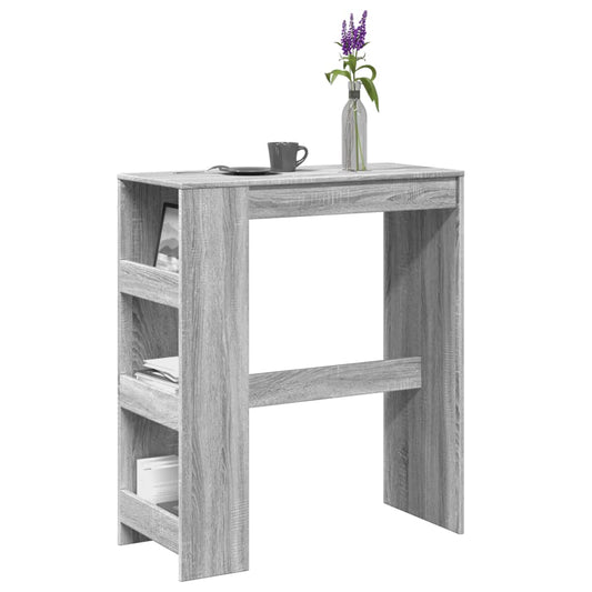 Grey Sonoma Engineered Wood Bar Table with Racks - 90x40x103.5 cm