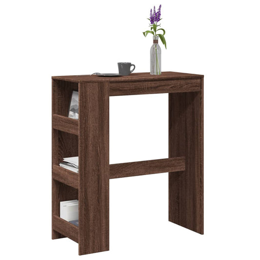 Brown Oak Bar Table with Racks, 90x40x103.5 cm - Engineered Wood