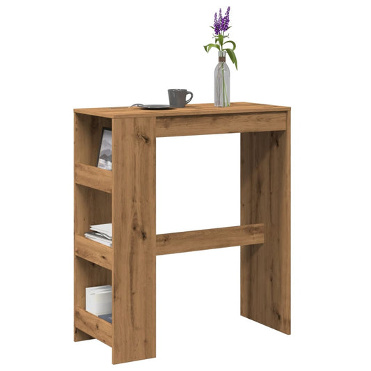 Artisan Oak Bar Table with Racks, Engineered Wood, 90x40x103.5 cm