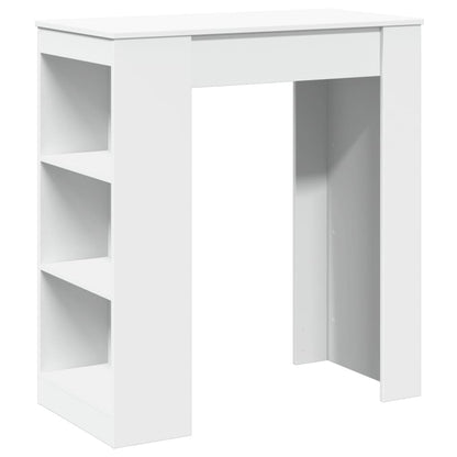 White Engineered Wood Bar Table with Racks - 95x47x103.5 cm