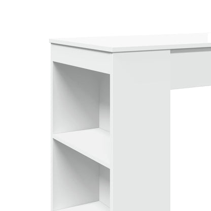 White Engineered Wood Bar Table with Racks - 95x47x103.5 cm