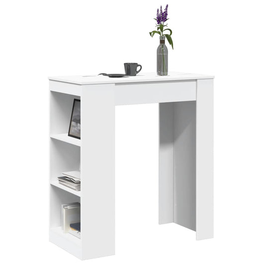 White Engineered Wood Bar Table with Racks - 95x47x103.5 cm
