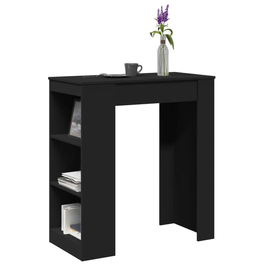 Stylish Black Engineered Wood Bar Table with Racks 95x47x103.5 cm