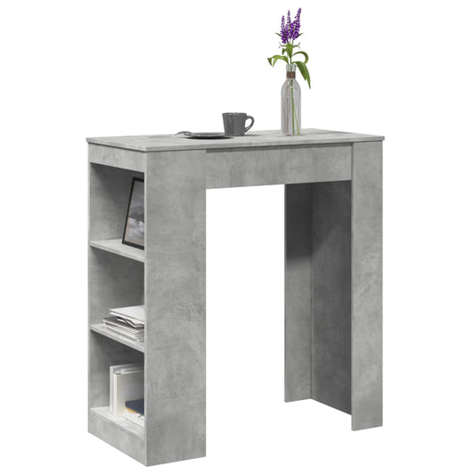 Concrete Grey Bar Table with Racks, Engineered Wood, 95x47x103.5 cm