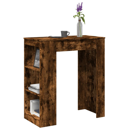 Smoked Oak Bar Table with Racks, 95x47x103.5 cm, Engineered Wood