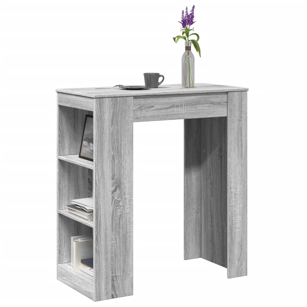 Grey Sonoma Bar Table with Racks - Engineered Wood 95x47x103.5 cm