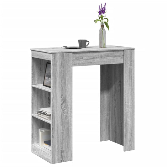 Grey Sonoma Bar Table with Racks - Engineered Wood 95x47x103.5 cm